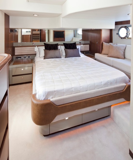 The full-beam master cabin with Euro design Queen bed features an opening porthole with flyscreen making the master suite light and airy © Stephen Milne